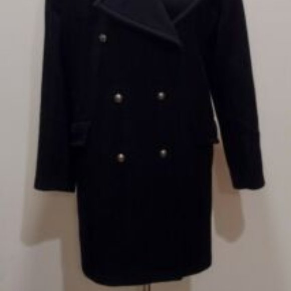 NWT NILI LOTAN BLACK WOOL BLEND WOMENS DOUBLE BREASTED PEACOAT SZ 1X NEW - Picture 3 of 7